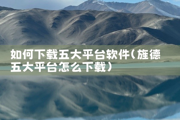 如何下载五大平台软件