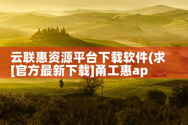 云联惠资源平台下载软件