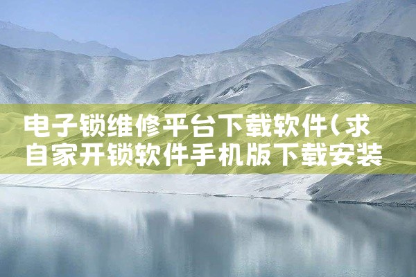 电子锁维修平台下载软件